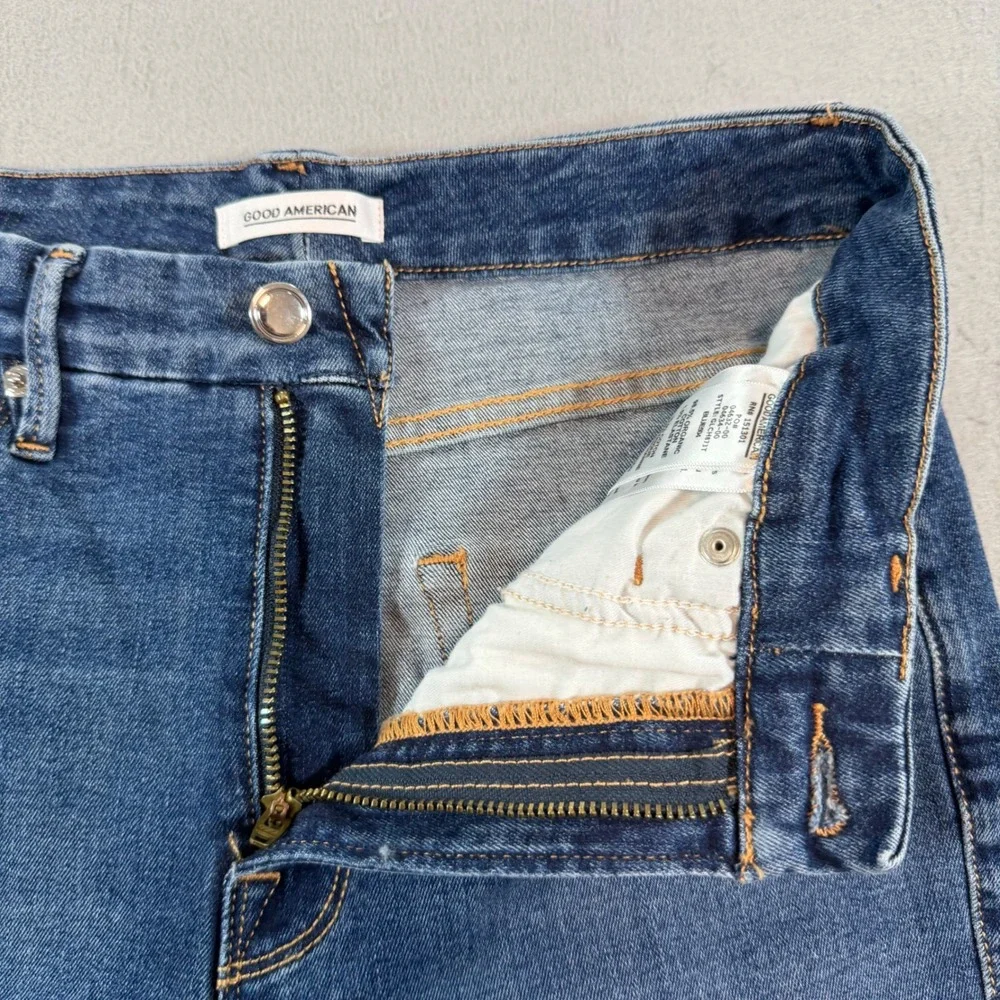 Good American Good Legs Skinny Jeans Womens 29 Distressed Raw Hem
